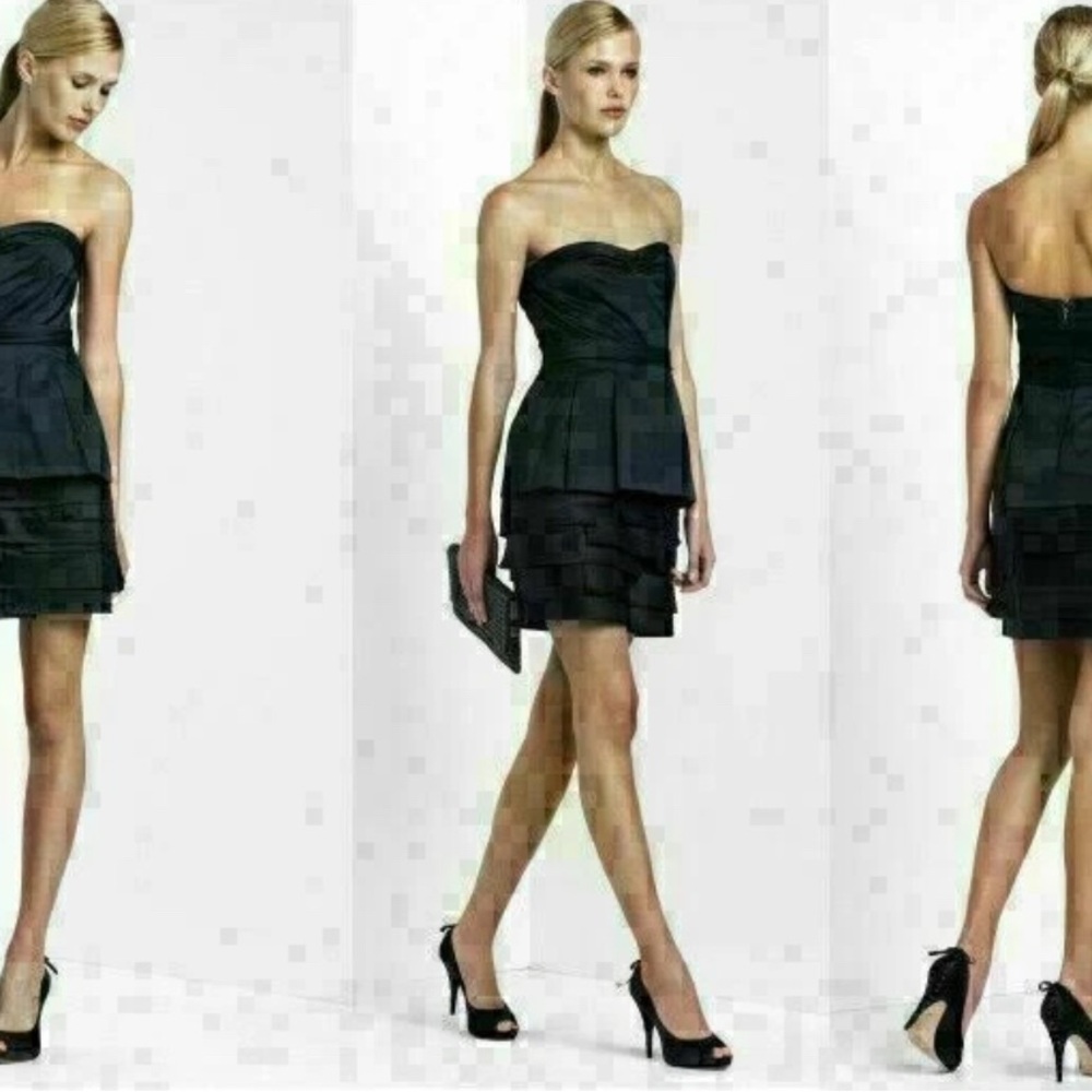 BCBGMaxAzria Strapless Black Peplum Cocktail Dress